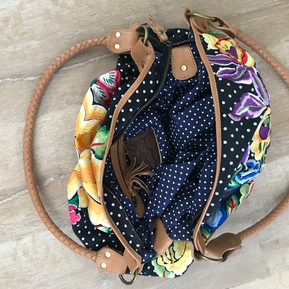 Jasper and Jeera Boho Embroidered Large Shoulder Purse Bag Tote - Picture 6 of 7